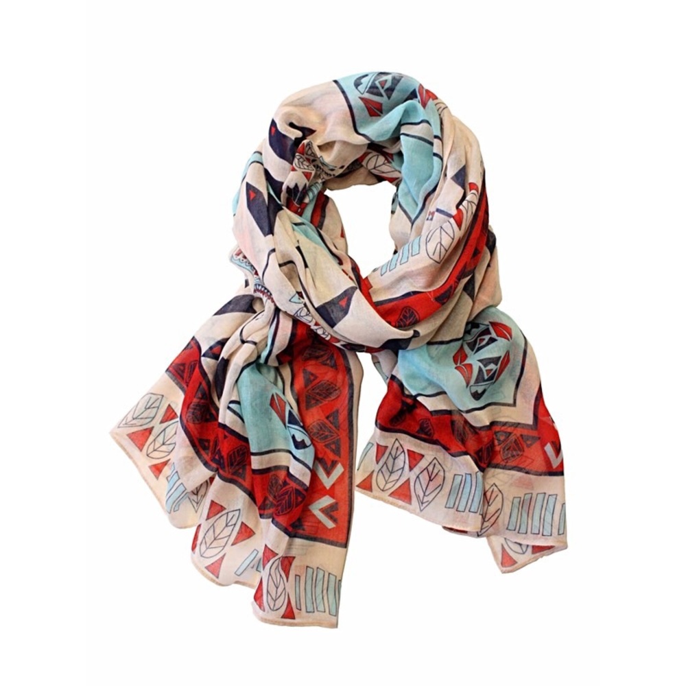 Printed Village Primal Linear Leaf Scarf